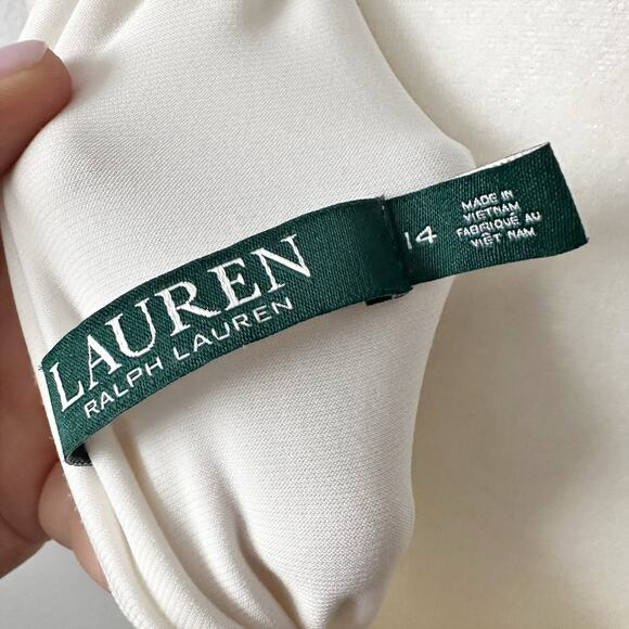 LRL Black & Cream Jersey Knit Draped Halter Formal Midi Dress Women’s Size‎ 14 - Picture 10 of 14